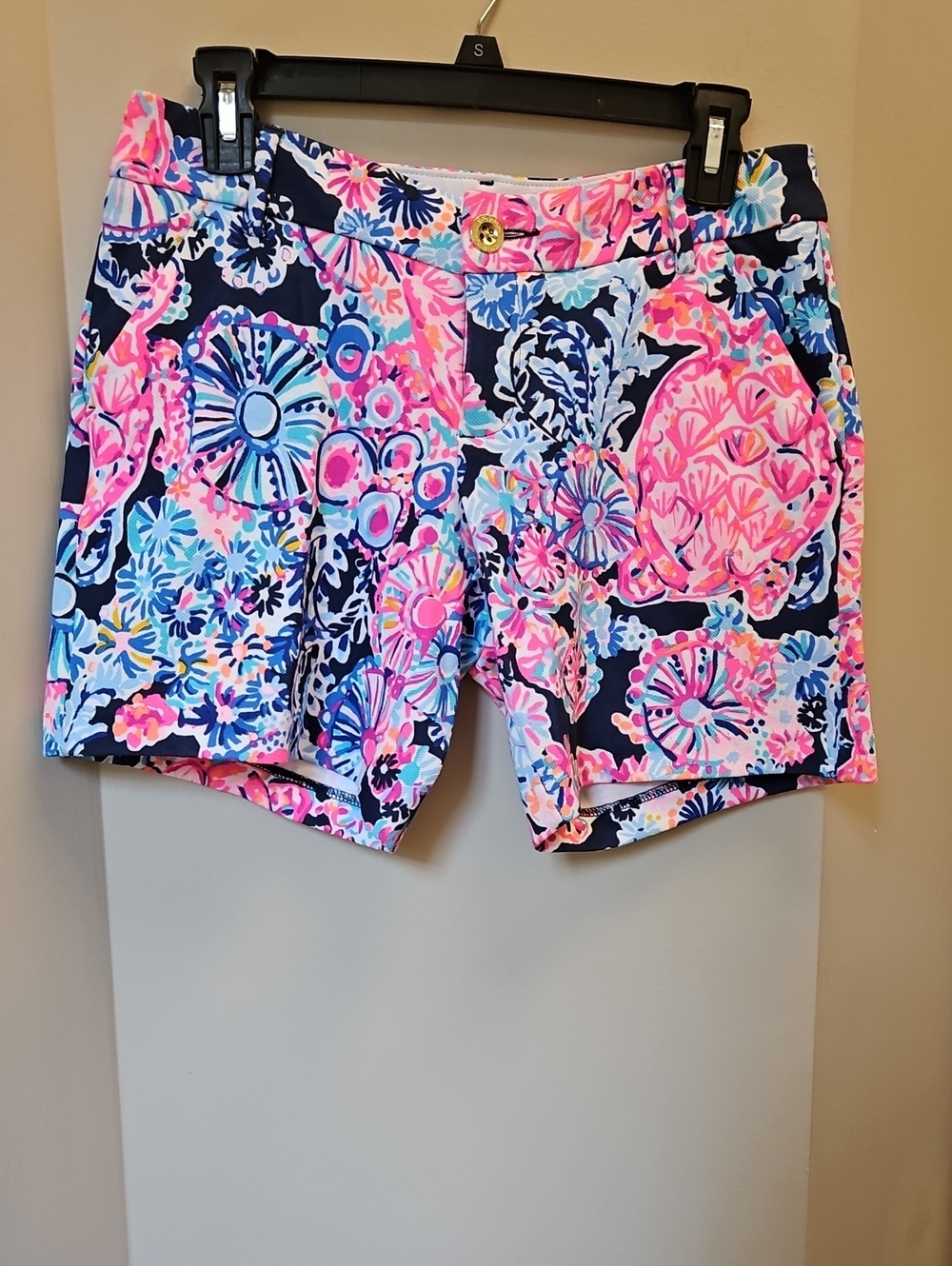 NWT Lilly Pulitzer Navy, Pink & Light Blue Floral Bermuda Shorts